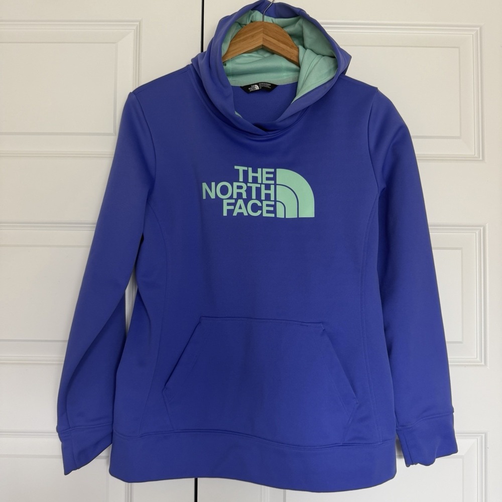 The North Face Womens Half Dome Logo Hoodie Purple Pullover Sweatshirt Large